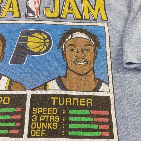 Indiana Pacers NBA Jam Homage old school t-shirt Lge blue fan tee Turner Oladipo - Picture 8 of 14